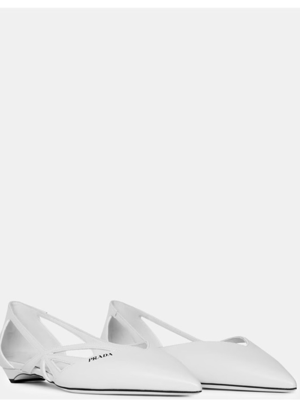 Prada White Pointed Leather Slingback Flats